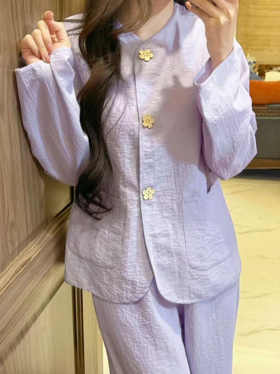 Sweet Purple Floral Open Cardigan Long Sleeve Sleepwear Set Casual Home Clothes for Girls Soft Cloud Cotton Summer Outfit
Sweet Purple Floral Open Cardigan Long Sleeve Sleepwear Set Casual Home Clothes for Girls Soft Cloud Cotton Summer Outfit