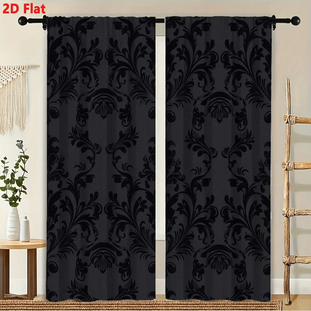 2Pcs Curtains, Charcoal Gray Background Floral And Foliate Window Drapes for Bedroom Room Decor Decoration Window Treatment.
2Pcs Curtains, Charcoal Gray Background Floral And Foliate Window Drapes for Bedroom Room Decor Decoration Window Treatment. 