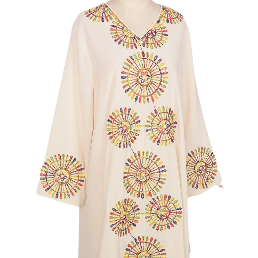 2026 Middle Eastern Casual V-Neck Long-Sleeve Muslim Abaya: Dubai/Turkey Ladies' Dress with Cord Embroidery Craftsmanship
2026 Middle Eastern Casual V-Neck Long-Sleeve Muslim Abaya: Dubai/Turkey Ladies' Dress with Cord Embroidery Craftsmanship