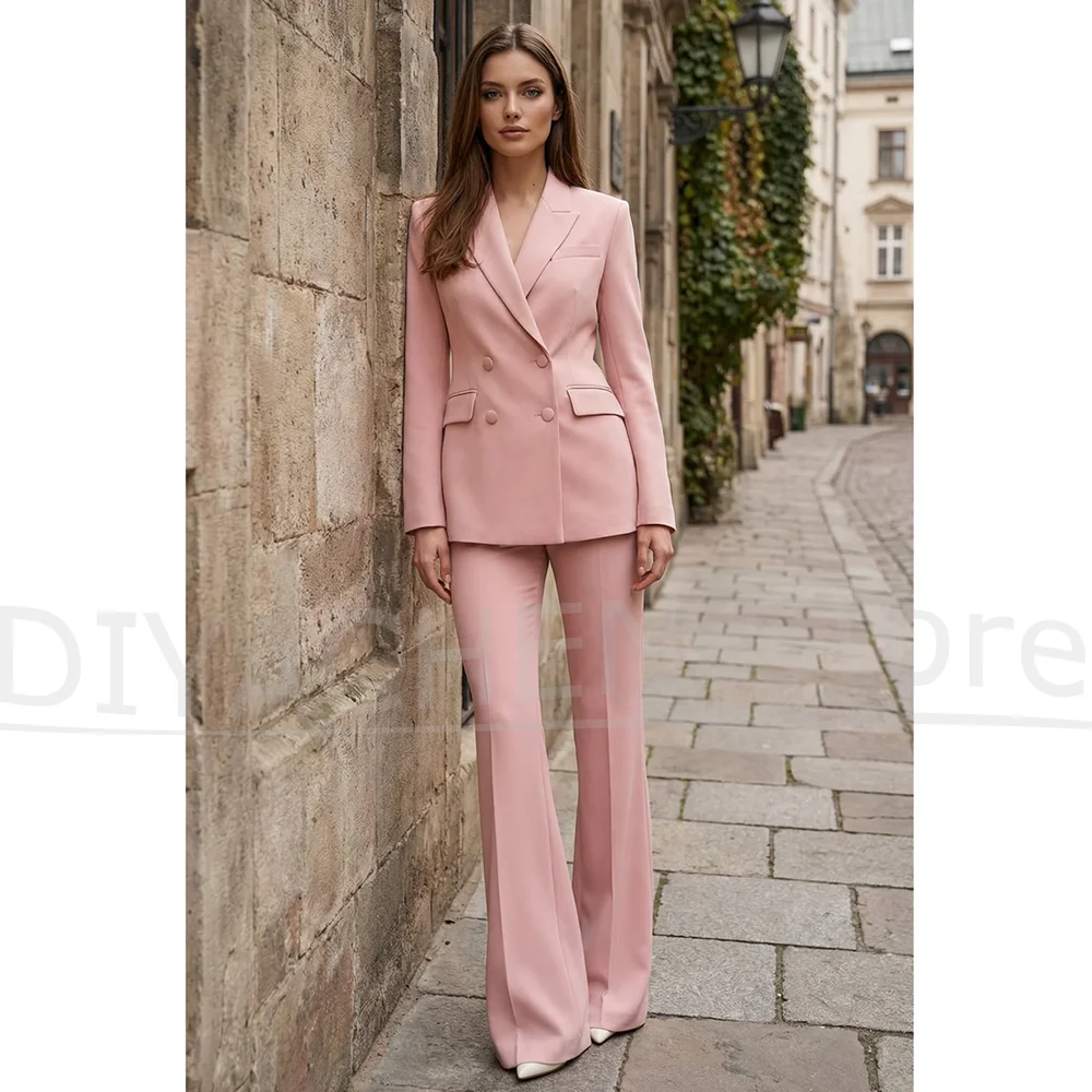 Pink Women Suit 2 Piece Chic Peak Lapel Double Breasted Jacket with Trousers Slim Fit Business Casual Office Lady Daily Outfit
Pink Women Suit 2 Piece Chic Peak Lapel Double Breasted Jacket with Trousers Slim Fit Business Casual Office Lady Daily Outfit