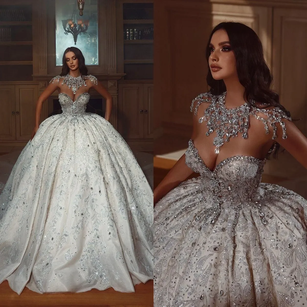 Luxury Sweetheart Crystal Wedding Dress Ball Gown Elegant Sequined Lace Bridal Dress Customized Floor Length vestidos de novia
Luxury Sweetheart Crystal Wedding Dress Ball Gown Elegant Sequined Lace Bridal Dress Customized Floor Length vestidos de novia