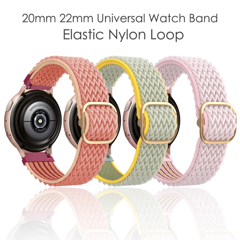 20mm 22mm Band Elastic Nylon Loop for Samsung Galaxy Watch 4/classic/2/3/Active 45mm/46mm/42mm Gear S3 Huawei GT 2 2e Pro Strap
20mm 22mm Band Elastic Nylon Loop for Samsung Galaxy Watch 4/classic/2/3/Active 45mm/46mm/42mm Gear S3 Huawei GT 2 2e Pro Strap
