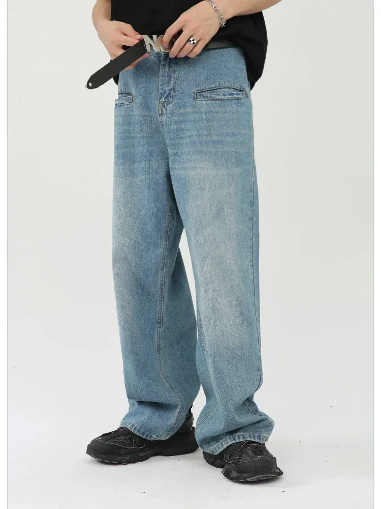 Floor Length Pant Men Jeans Denim Wide Leg Pants Pocket High Waist Splice Casual Loose Straight Trousers Autumn Winter 2024
Floor Length Pant Men Jeans Denim Wide Leg Pants Pocket High Waist Splice Casual Loose Straight Trousers Autumn Winter 2024