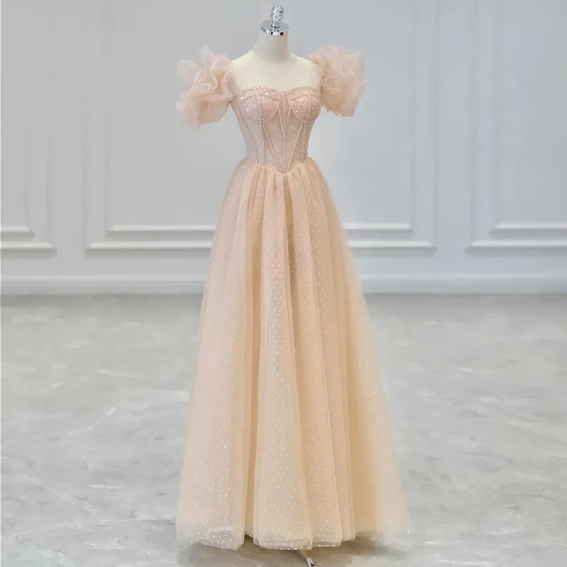 Fairy Exquisite Sequins Evening Dress 2023 Women Short Sleeve Formal A-Line Prom Tulle Dresses
Fairy Exquisite Sequins Evening Dress 2023 Women Short Sleeve Formal A-Line Prom Tulle Dresses