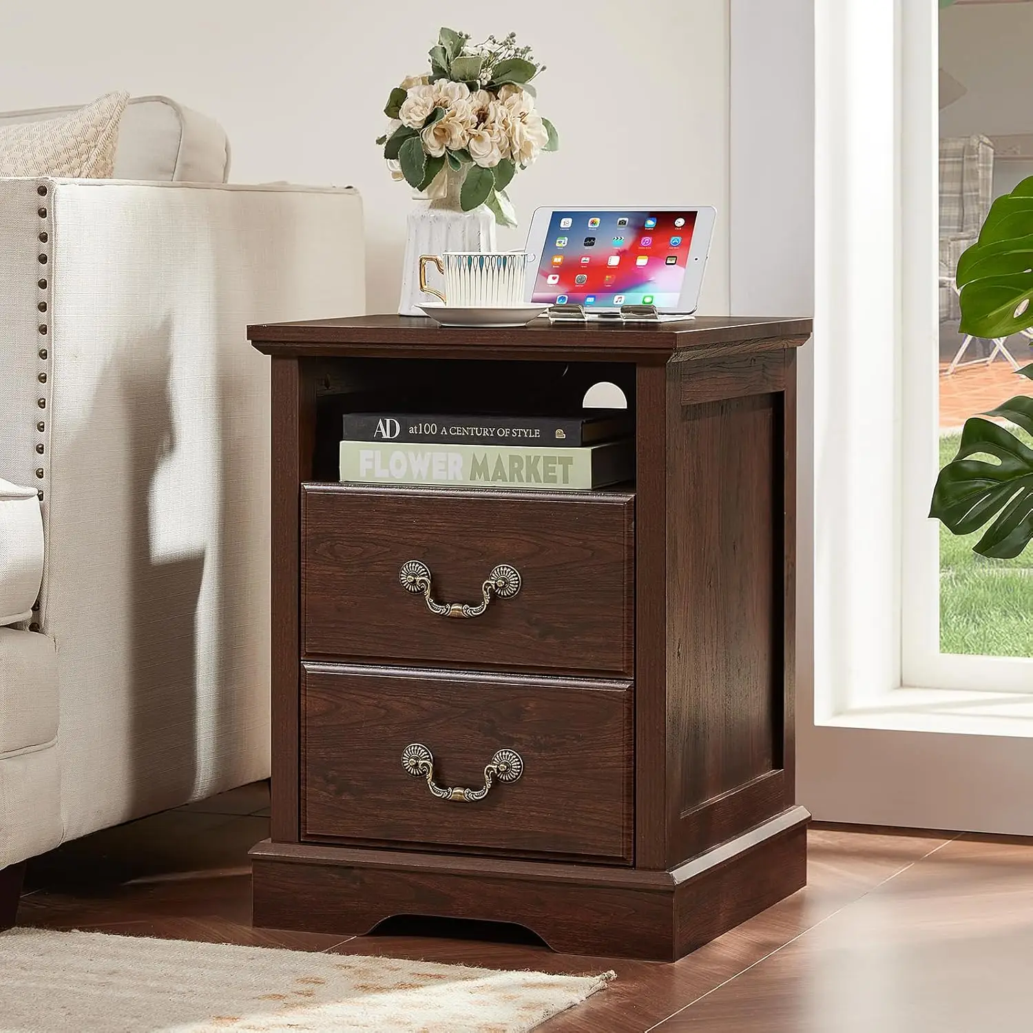 Farmhouse Nightstands with Charging Station,18" End Table with 2 Drawers,Farmhouse Nightstand with Vintage Handles,, Customized
Farmhouse Nightstands with Charging Station,18" End Table with 2 Drawers,Farmhouse Nightstand with Vintage Handles,, Customized
