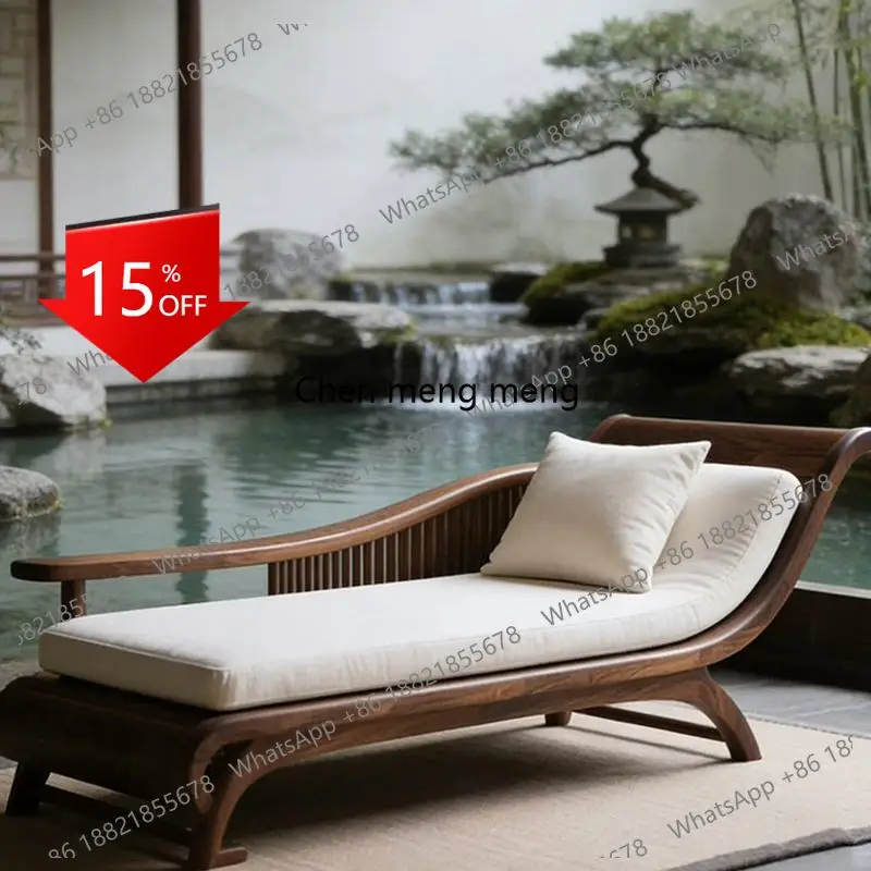 E153 Black walnut Song style aesthetic chaise longue hotel B&B light luxury beauty couch Arhat bed lounge chair
E153 Black walnut Song style aesthetic chaise longue hotel B&B light luxury beauty couch Arhat bed lounge chair