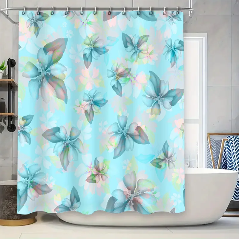 Modern Blue Floral Printed Shower Curtain Waterproof Bathroom Decor Set Includes Rod Pocket Shelves for Easy Installation
Modern Blue Floral Printed Shower Curtain Waterproof Bathroom Decor Set Includes Rod Pocket Shelves for Easy Installation