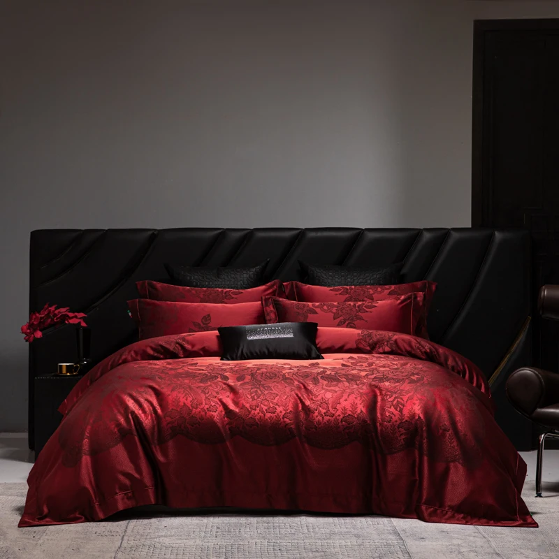 Luxury Jacquard 4‑Piece Bedding Set, Long‑staple Cotton, Burgundy Floral Duvet Cover, Breathable Bedspread & Pillowcases,
Luxury Jacquard 4‑Piece Bedding Set, Long‑staple Cotton, Burgundy Floral Duvet Cover, Breathable Bedspread & Pillowcases,