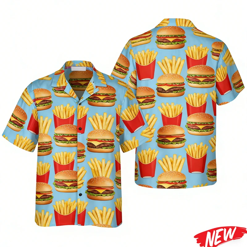 Hamburger Fries Graphic Hawaiian Shirt Men Summer Beach Holiday Shirts 3d Printing Fried Chicken Pizza Shirt Lapel Short Sleeve
Hamburger Fries Graphic Hawaiian Shirt Men Summer Beach Holiday Shirts 3d Printing Fried Chicken Pizza Shirt Lapel Short Sleeve