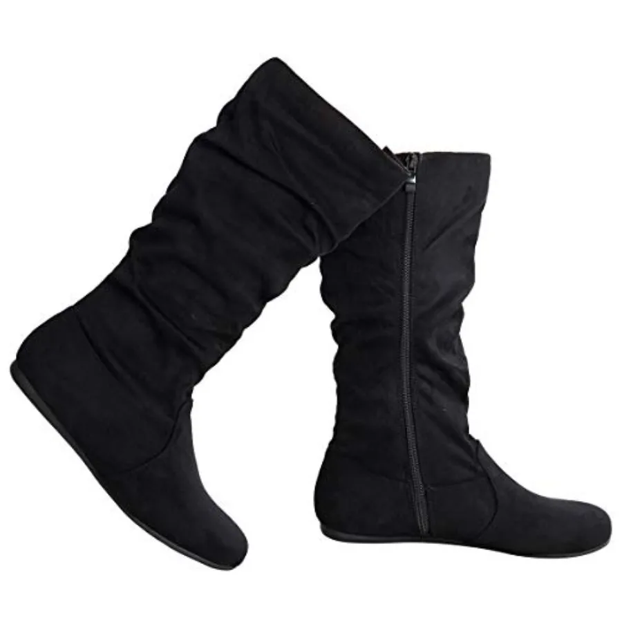 Olivia K Womens Low Heel Mid-Calf Slouchy Suede Slip On Casual Boots with Side Zipper
Olivia K Womens Low Heel Mid-Calf Slouchy Suede Slip On Casual Boots with Side Zipper