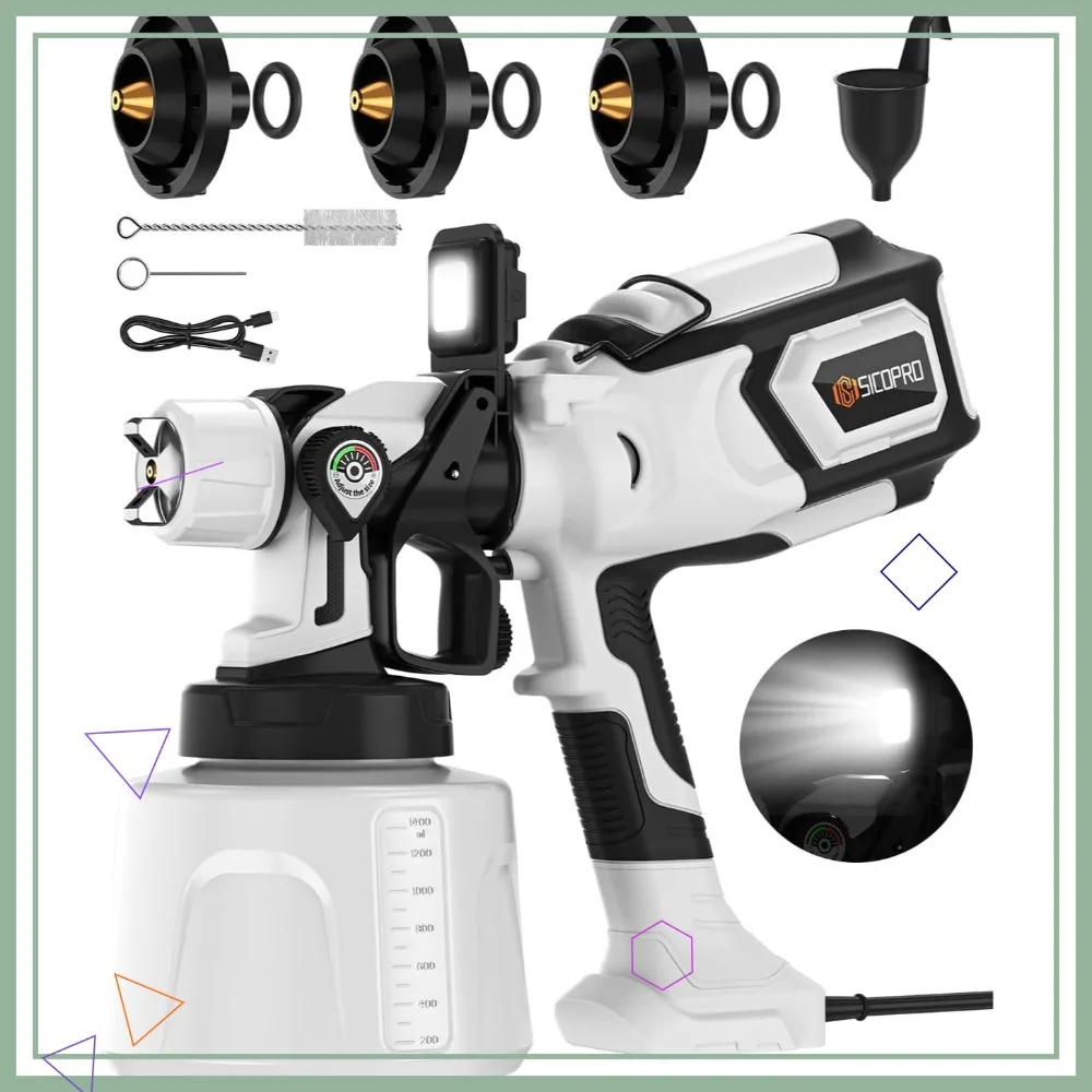 HVLP Paint Sprayer for House Painting, Electric Sprayer Gun with LED Lights for Interior Walls, Doors, Garden Chairs (White)
HVLP Paint Sprayer for House Painting, Electric Sprayer Gun with LED Lights for Interior Walls, Doors, Garden Chairs (White)