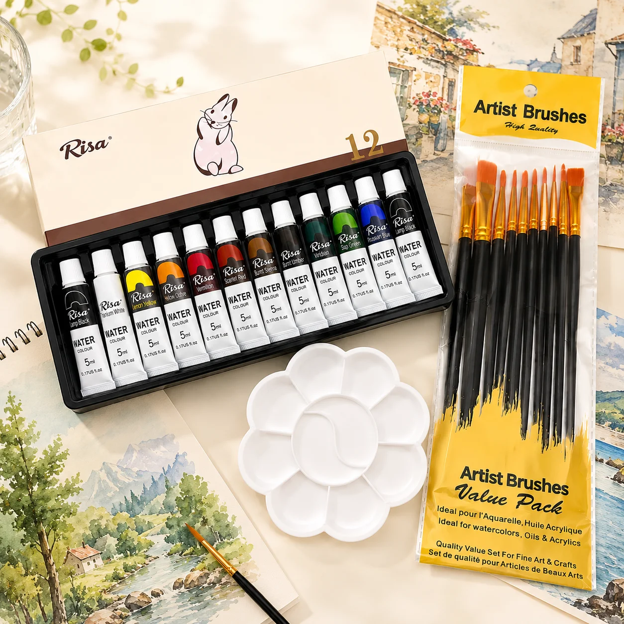 Portable Watercolor Paint Set with Mini Mixing Palette & Watercolor Brushes, Vivid Water Color Pigment Kit for Beginner Students
Portable Watercolor Paint Set with Mini Mixing Palette & Watercolor Brushes, Vivid Water Color Pigment Kit for Beginner Students