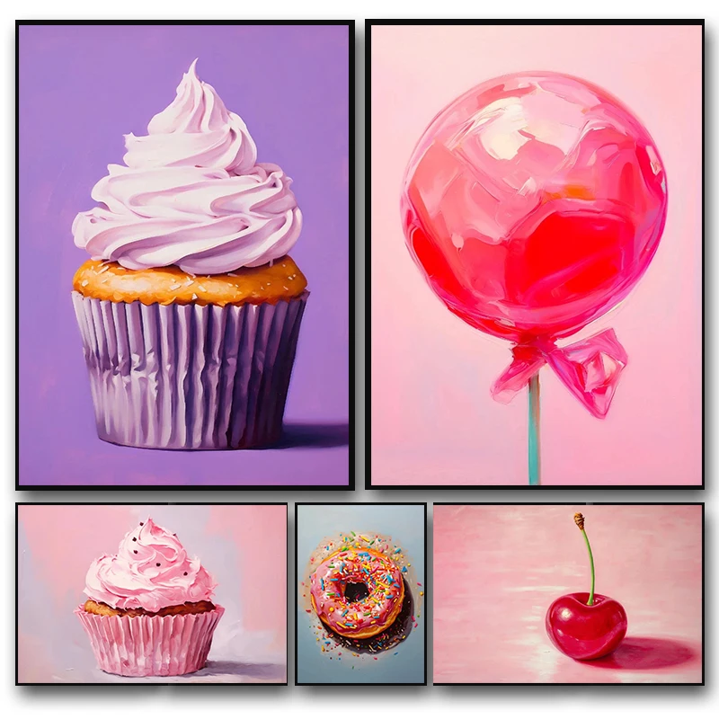 1pc frameless canvas Modern Pink Macarons Cupcake Lollipop Donut Cherry Doughnuts Print Pop Art Colorful Food Poster Kitchen
1pc frameless canvas Modern Pink Macarons Cupcake Lollipop Donut Cherry Doughnuts Print Pop Art Colorful Food Poster Kitchen