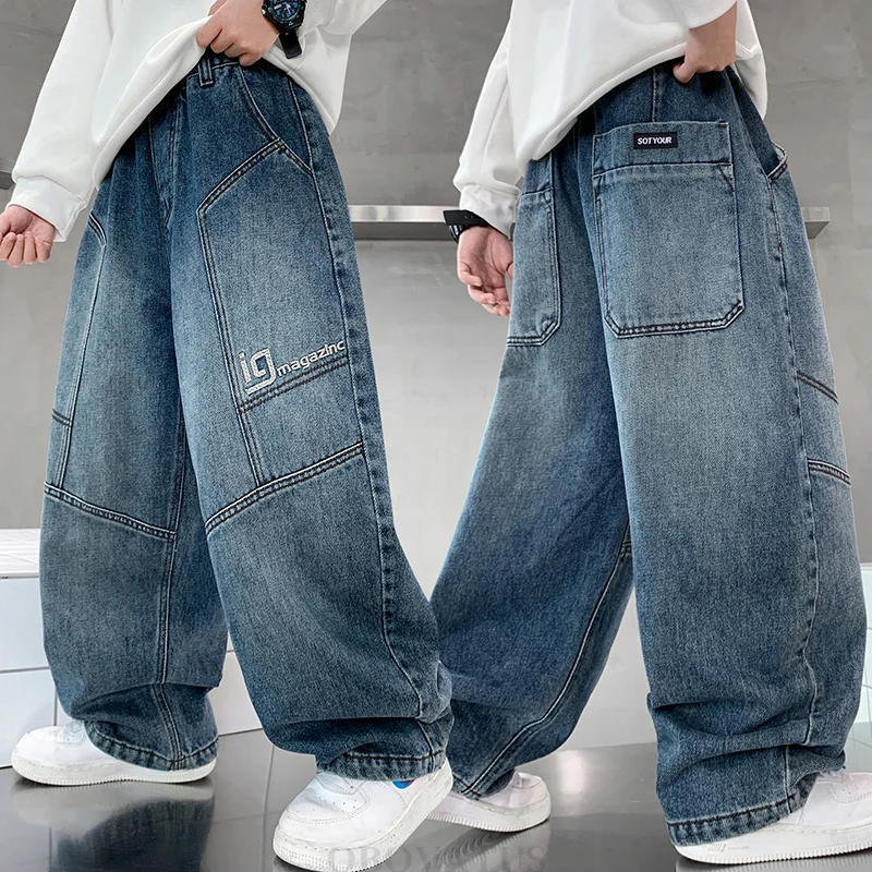High Quality Korean Style Baggy Jeans For Kids Boys Y2K Fashion Loose Denim Pants Teenager Luxury Casual Trousers Age 5 To 14 Y
High Quality Korean Style Baggy Jeans For Kids Boys Y2K Fashion Loose Denim Pants Teenager Luxury Casual Trousers Age 5 To 14 Y
