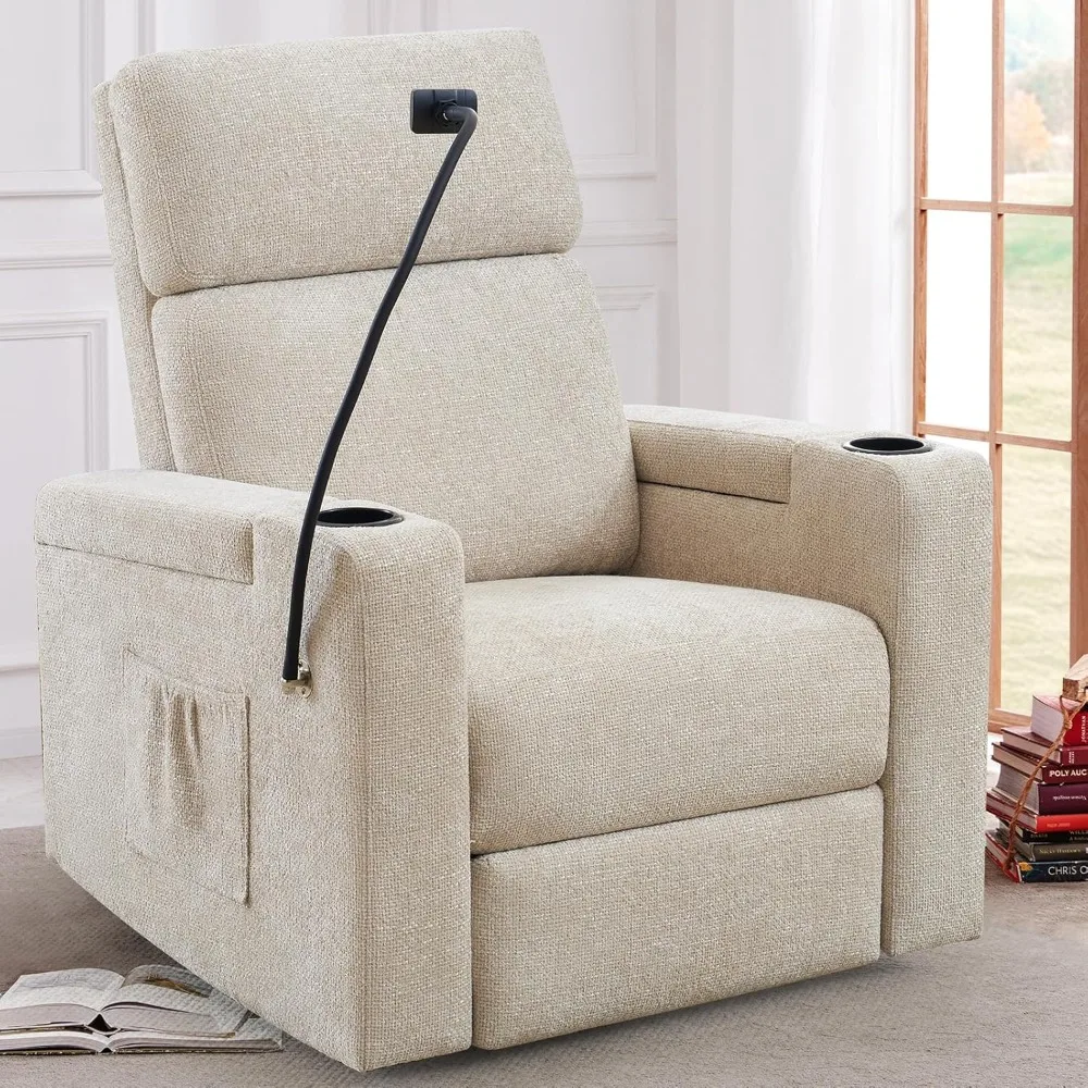 Power Recliner Chair Swivel Glider, Nursery Glider Recliner, with Adjustable Phone Holder, Chenille Rocking Recliner Chair
Power Recliner Chair Swivel Glider, Nursery Glider Recliner, with Adjustable Phone Holder, Chenille Rocking Recliner Chair
