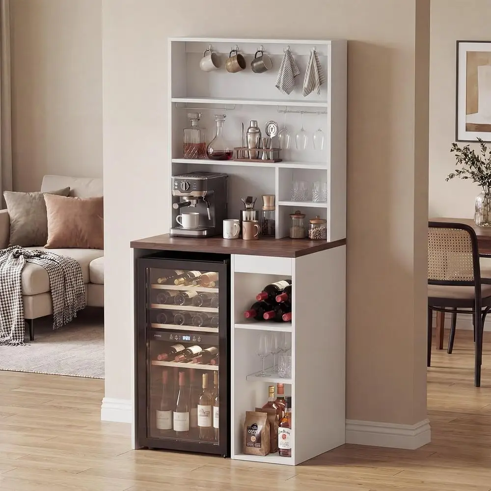 8-Tier High Coffee Bar Cabinet with Ridge Space, Mini Ridge Stand, Tall Microwave Stand, Liquor Cabinet for Kitchen, Dining, Liv
8-Tier High Coffee Bar Cabinet with Ridge Space, Mini Ridge Stand, Tall Microwave Stand, Liquor Cabinet for Kitchen, Dining, Liv