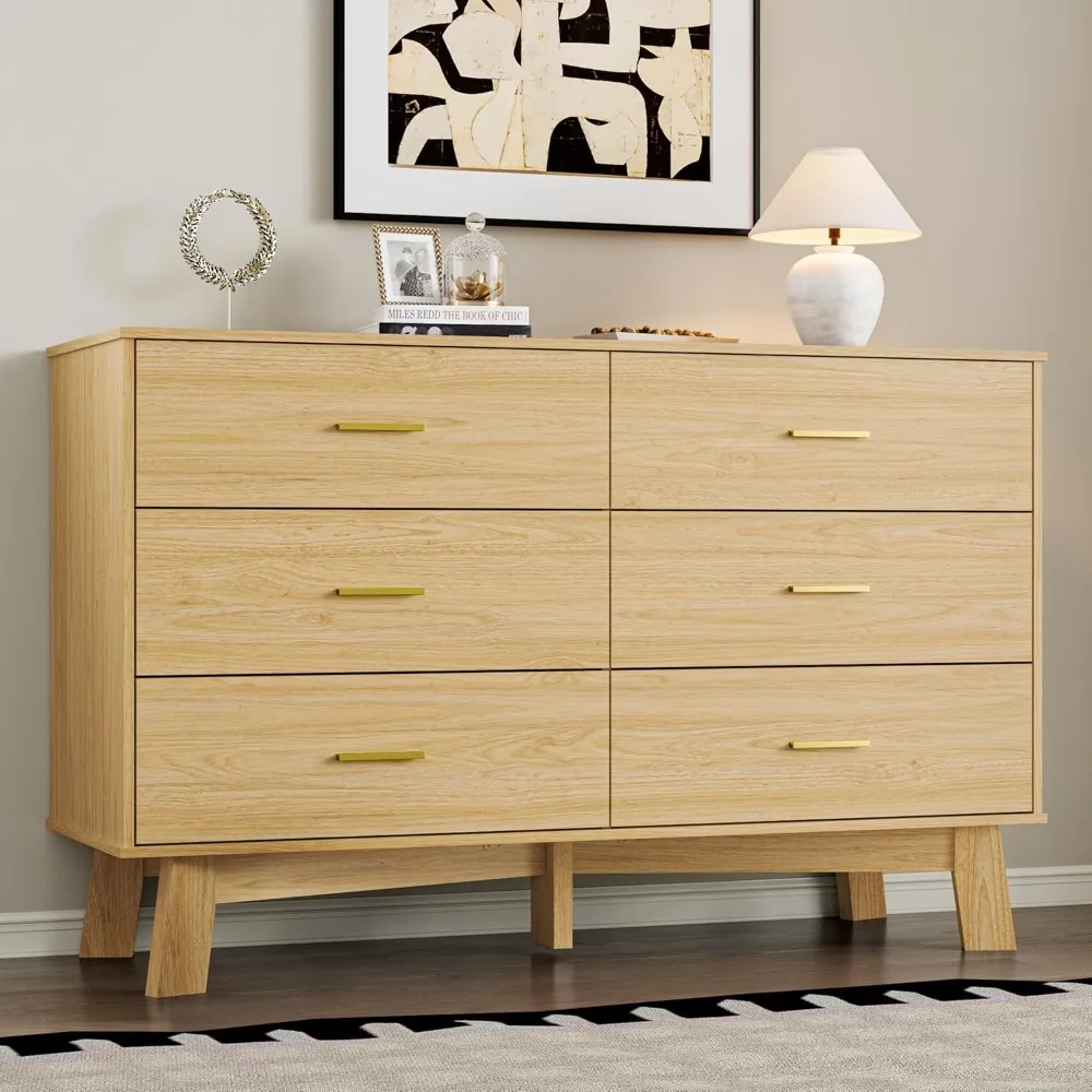 Dresser for Bedroom with 6-Drawer, 47.2" Modern Chest of Drawers with Metal Handles, X-Shape Base & Adjustable Center Leg, Anti-
Dresser for Bedroom with 6-Drawer, 47.2" Modern Chest of Drawers with Metal Handles, X-Shape Base & Adjustable Center Leg, Anti-