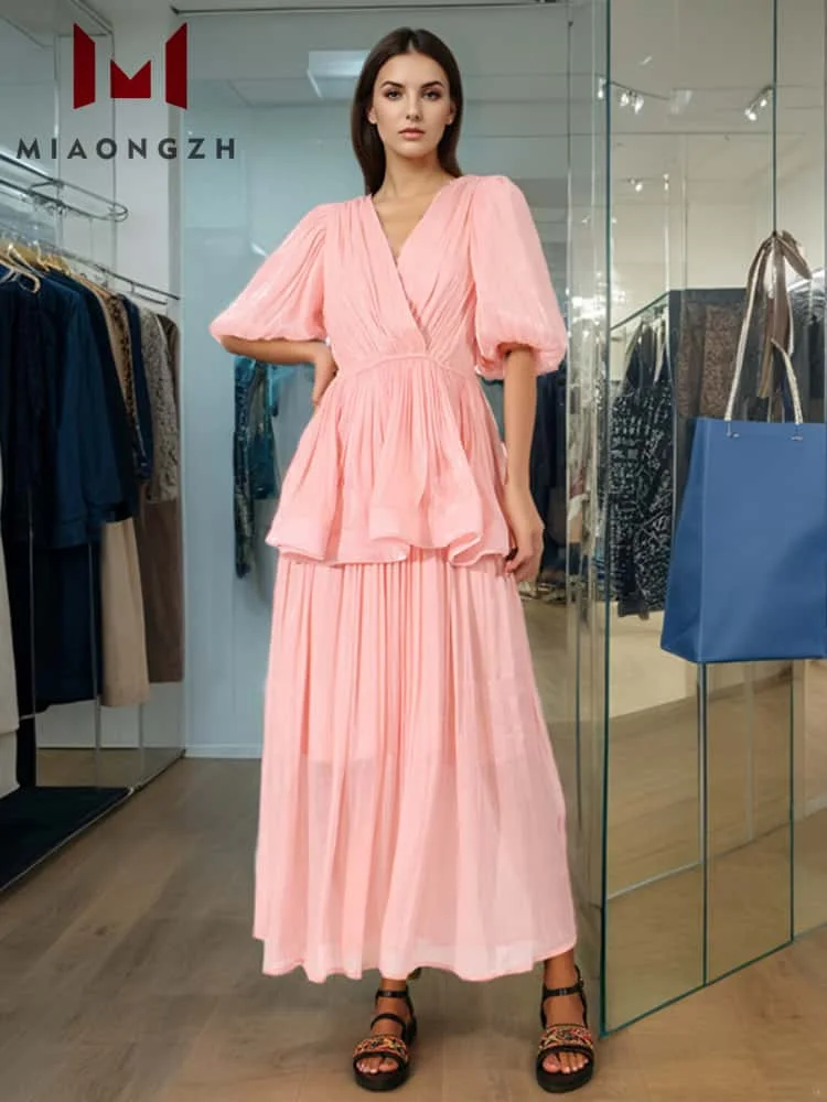 Fashion Summer New Vintage Dress For Women V Neck Short Sleeve Multi Layered Pleated Temperament Elegant Female Party Dresses 25
Fashion Summer New Vintage Dress For Women V Neck Short Sleeve Multi Layered Pleated Temperament Elegant Female Party Dresses 25