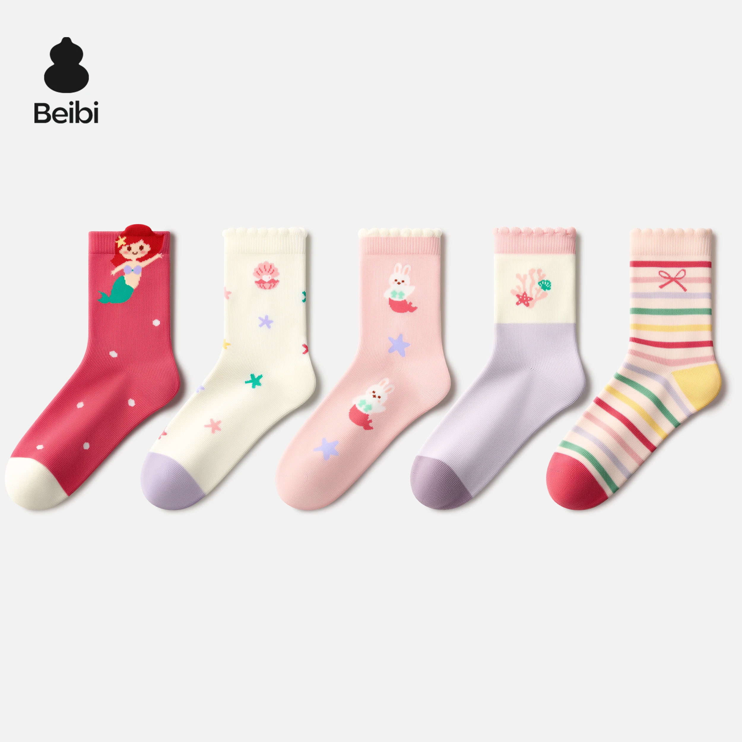 Beibi 5-Pair Pack, Girls' Cartoon Print Mid-Calf Socks, All-Season Wear, Suitable for Children 4 Years and Up
Beibi 5-Pair Pack, Girls' Cartoon Print Mid-Calf Socks, All-Season Wear, Suitable for Children 4 Years and Up