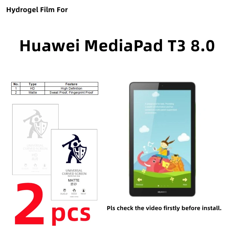 2pcs HD Hydrogel Film For Huawei MediaPad T3 8.0 Matte Screen Protector For Huawei MediaPad T3 8 inches Clear/Frosted Full Cover
2pcs HD Hydrogel Film For Huawei MediaPad T3 8.0 Matte Screen Protector For Huawei MediaPad T3 8 inches Clear/Frosted Full Cover