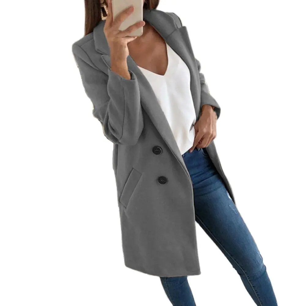 Coat for Women Autumn and Winter Fashion New Solid Color Long-sleeved Lapel Medium-length Buttons Jacket
Coat for Women Autumn and Winter Fashion New Solid Color Long-sleeved Lapel Medium-length Buttons Jacket