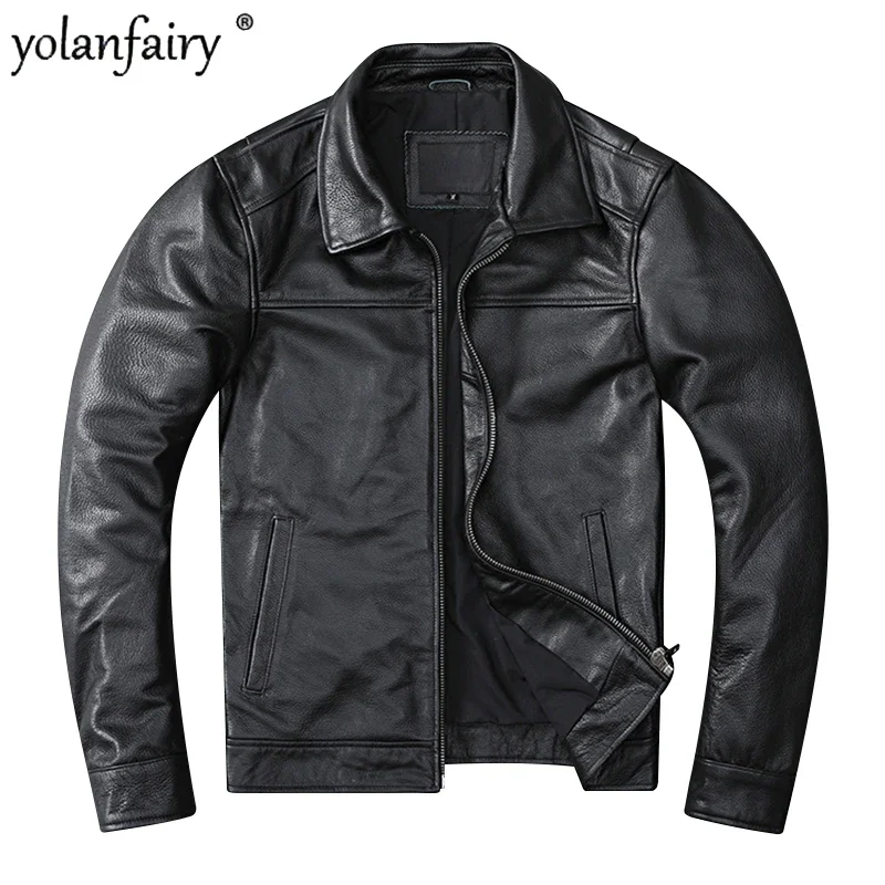 YOLANFAIRY Pure Cowhide Genuine Leather Jacket Man Clothing Autumn Slim Men Clothes Men's Cow Leather Coats Casual 6XL Chaquetas
YOLANFAIRY Pure Cowhide Genuine Leather Jacket Man Clothing Autumn Slim Men Clothes Men's Cow Leather Coats Casual 6XL Chaquetas