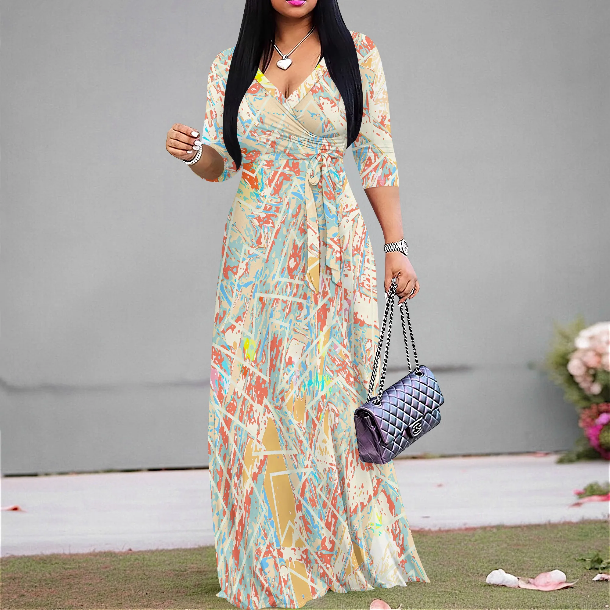 Women's Short Sleeve Sexy V Neck Loose Boho Long Dress Fashion Printed Split Hem Club Party Casual Vacation Maxi Dress
Women's Short Sleeve Sexy V Neck Loose Boho Long Dress Fashion Printed Split Hem Club Party Casual Vacation Maxi Dress
