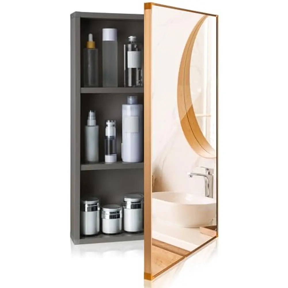 Bathroom Mirror Medicine Cabinet Wall Mounted Framed Recessed Storage Organizer with Mirror Hooks Durable Space Aluminum
Bathroom Mirror Medicine Cabinet Wall Mounted Framed Recessed Storage Organizer with Mirror Hooks Durable Space Aluminum