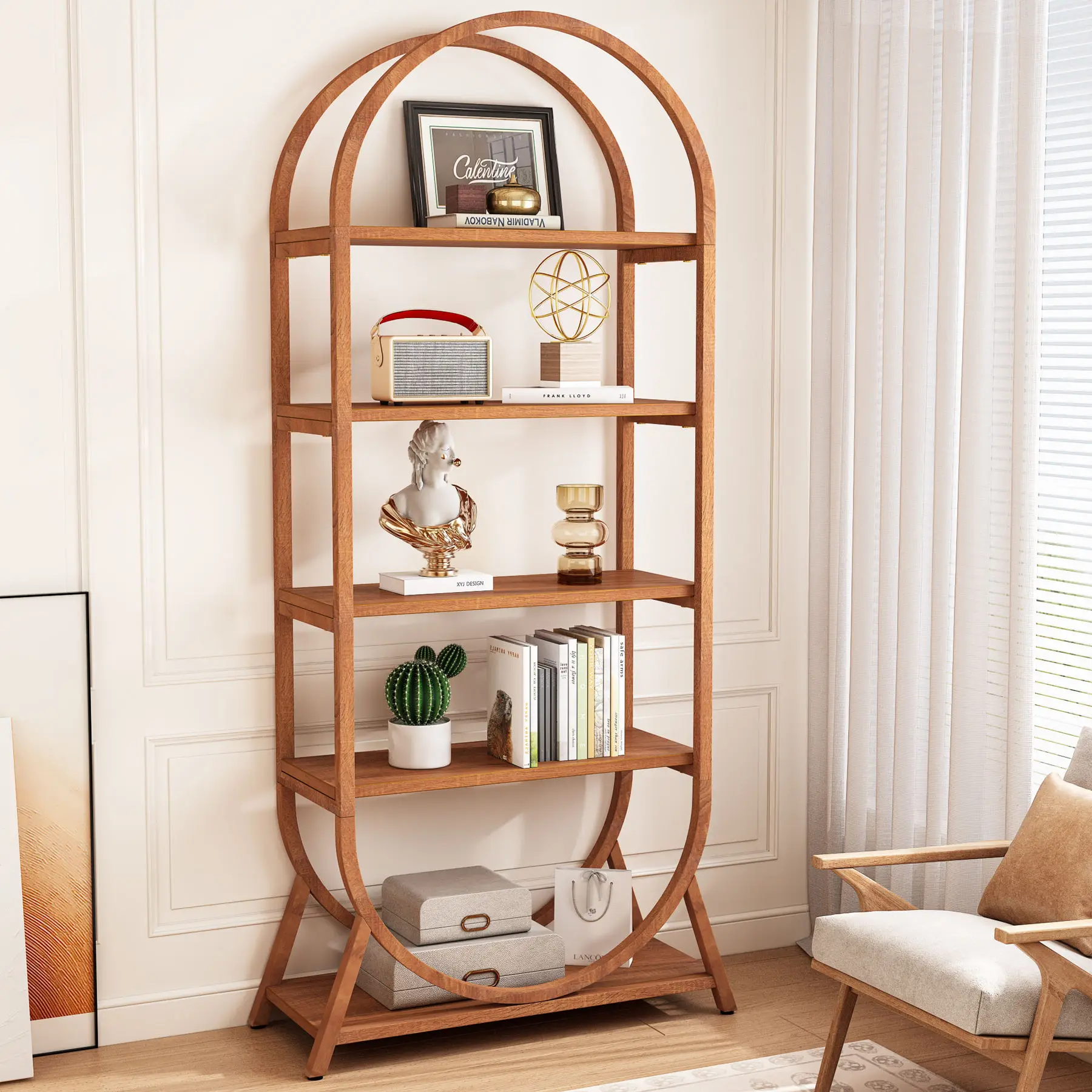 Home Decor 5-Layer Brown Metal Open Storage Arched Modern Contemporary Eco-Friendly Bookshelf Bookcase Standing Living Bedroom
Home Decor 5-Layer Brown Metal Open Storage Arched Modern Contemporary Eco-Friendly Bookshelf Bookcase Standing Living Bedroom