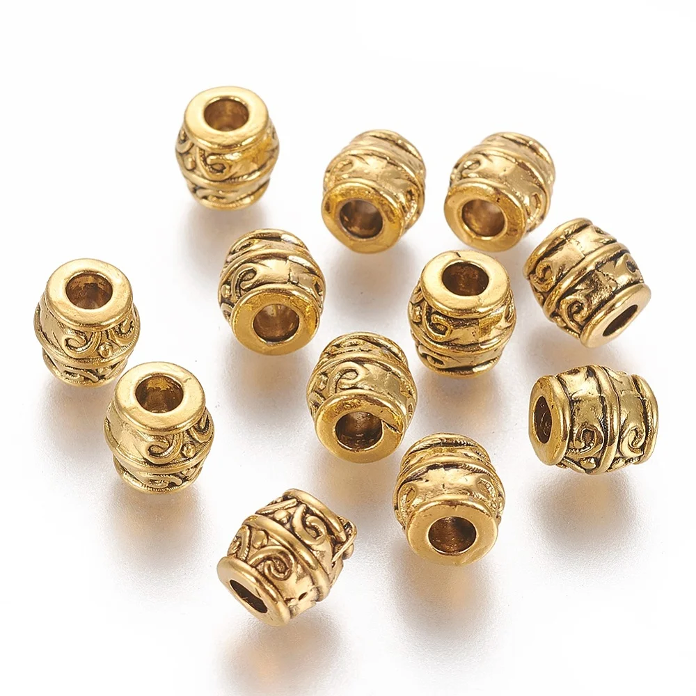 20pcs Tibetan Style Metal Beads Antique Golden Color Barrel Spacer Bead for Necklace Bracelet DIY Jewelry Making Accessories
20pcs Tibetan Style Metal Beads Antique Golden Color Barrel Spacer Bead for Necklace Bracelet DIY Jewelry Making Accessories
