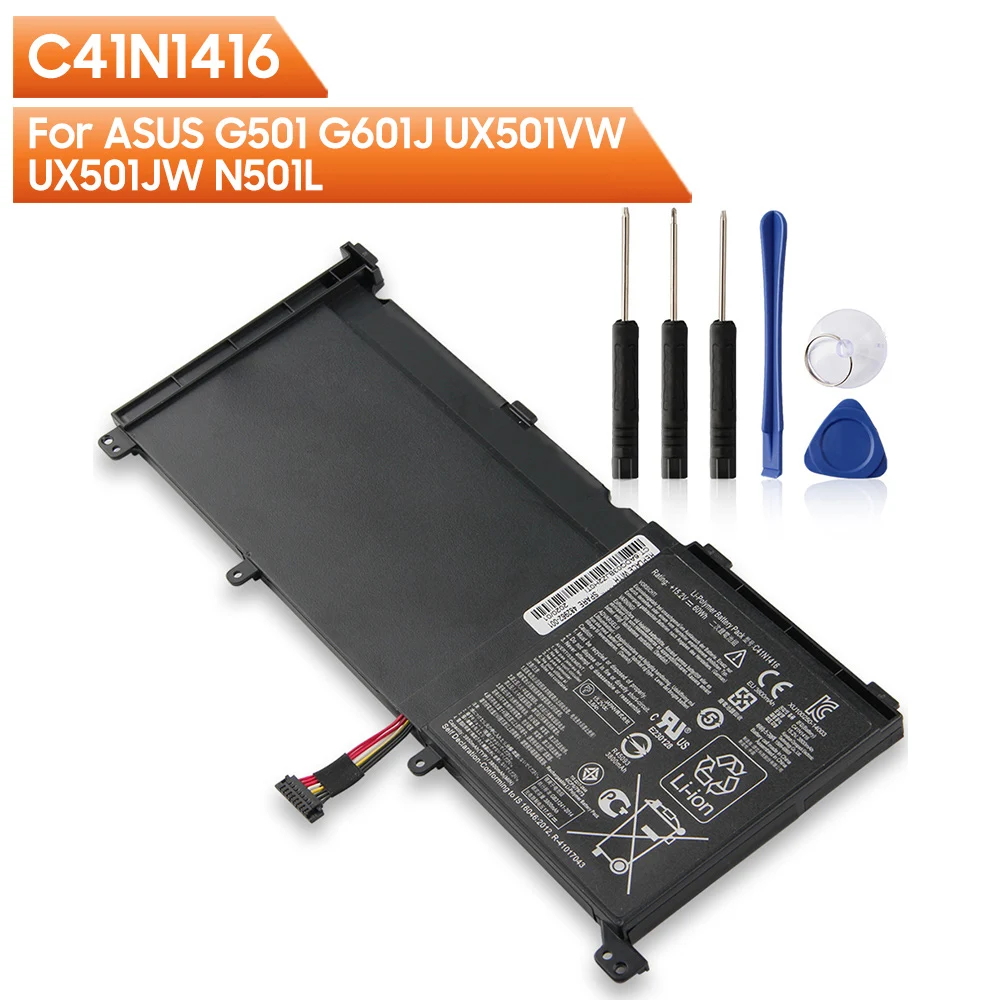 Сменный аккумулятор для ноутбука C41N1416 для ASUS G501 G601J UX501VW UX501JW N501L 60 Втч с инструментом
Сменный аккумулятор для ноутбука C41N1416 для ASUS G501 G601J UX501VW UX501JW N501L 60 Втч с инструментом