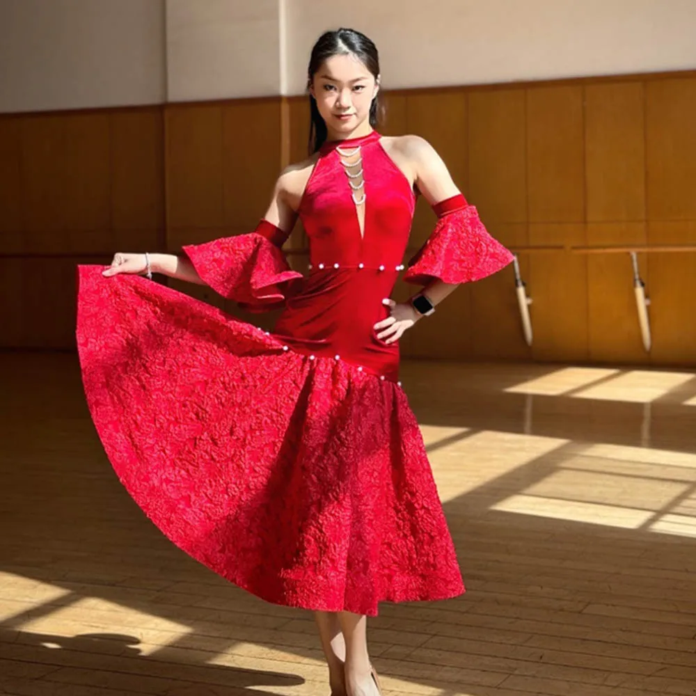 Red Ballroom Dance Dress Women Backless Sleeveless Standard Dresses Tango Waltz Dancing Performance Costume Stage Wear VDL534
Red Ballroom Dance Dress Women Backless Sleeveless Standard Dresses Tango Waltz Dancing Performance Costume Stage Wear VDL534