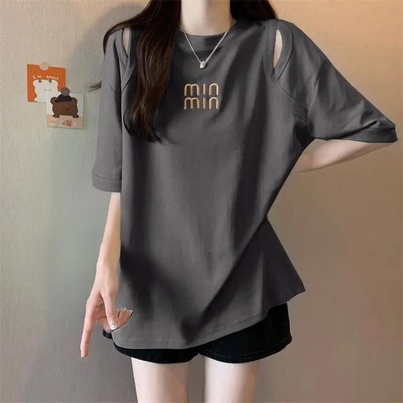 Large Size Women's Clothing Spring and Summer New Solid Color Thin Letter Printing Medium and Long Hollow Short-sleeved T-shirt
Large Size Women's Clothing Spring and Summer New Solid Color Thin Letter Printing Medium and Long Hollow Short-sleeved T-shirt