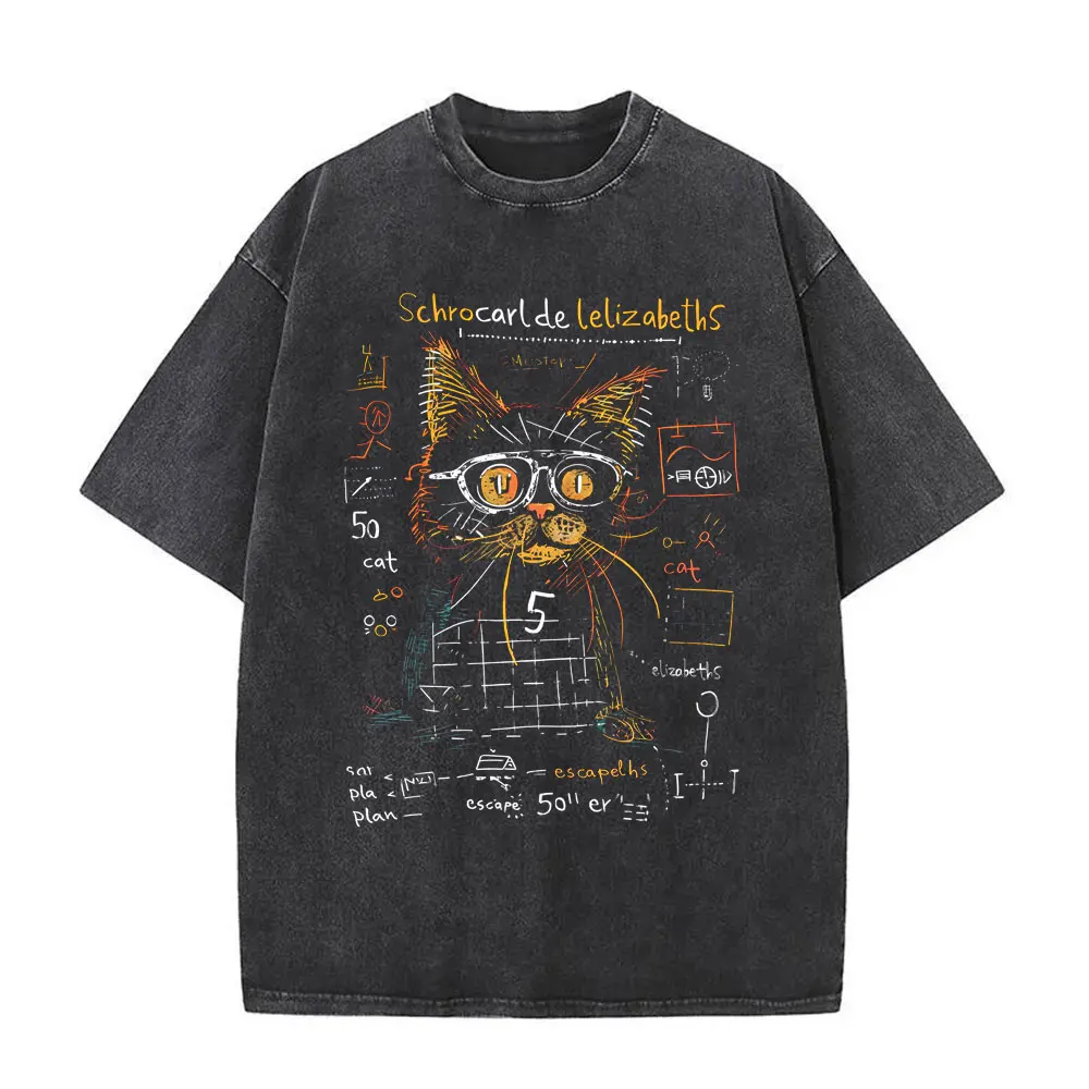 Schrodinger Cat Physics Quantum Mechanics Creative Vintage Washed T-shirt Men Women Casual Humor Harajuku Short Sleeve T-shirts
Schrodinger Cat Physics Quantum Mechanics Creative Vintage Washed T-shirt Men Women Casual Humor Harajuku Short Sleeve T-shirts