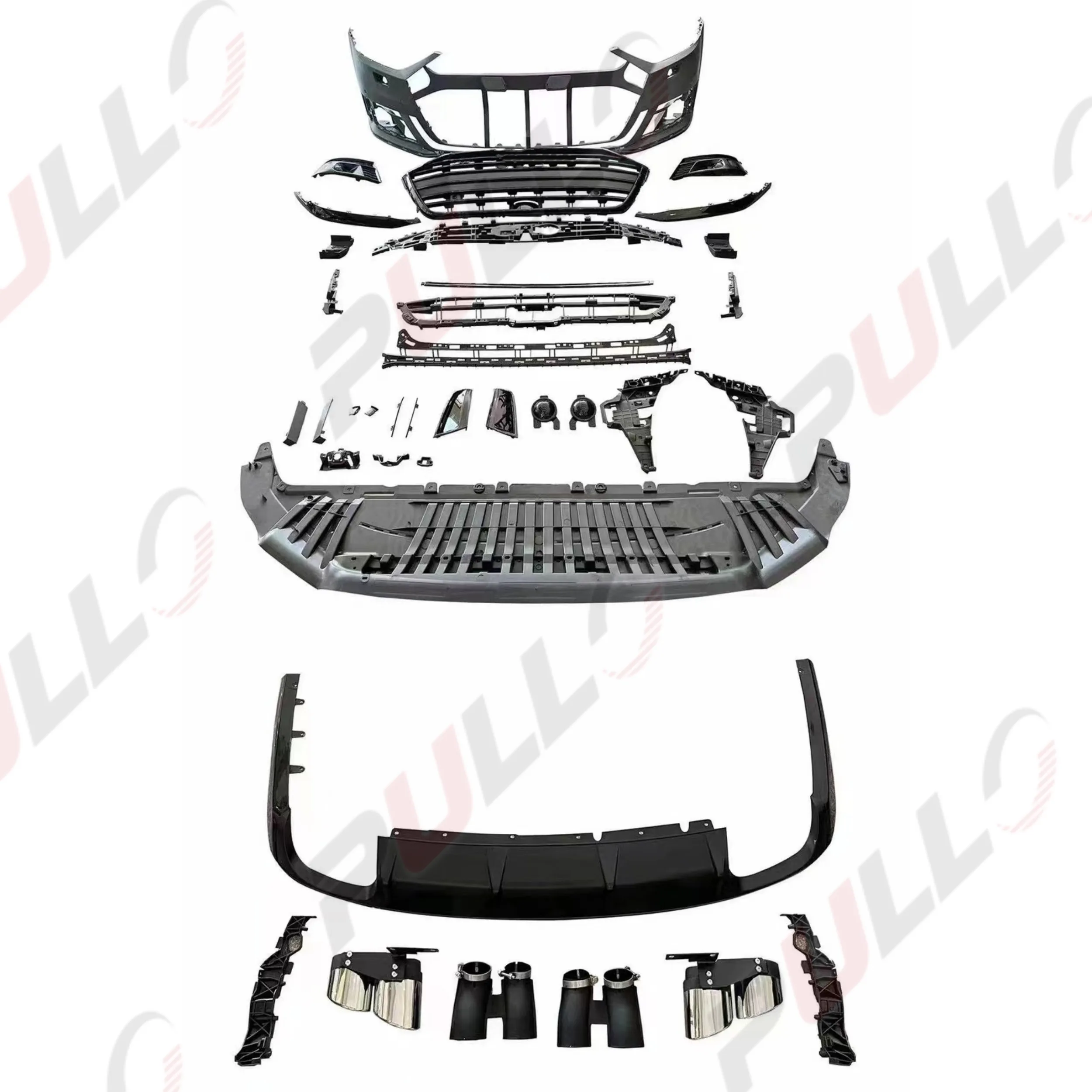 Комплект обвеса для Audi D5 A8 2019-2022 в стиле S8 (фейслифт), включая передний бампер с решеткой, задний диффузор с выхлопной трубой
Комплект обвеса для Audi D5 A8 2019-2022 в стиле S8 (фейслифт), включая передний бампер с решеткой, задний диффузор с выхлопной трубой