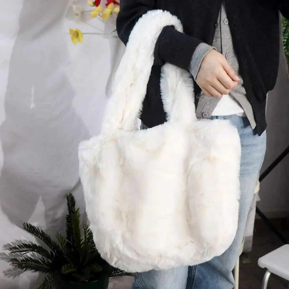 Fashion Korean Style Faux Fur Tote Bag Soft Furry Solid Color Plush Tote Bag Daily School Shoulder Handbag Women
Fashion Korean Style Faux Fur Tote Bag Soft Furry Solid Color Plush Tote Bag Daily School Shoulder Handbag Women