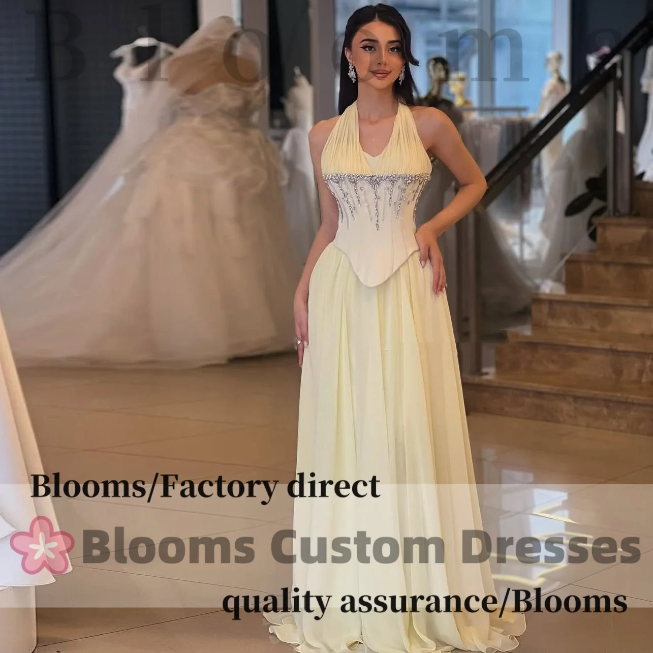 Customized Halter Beaded Sweet Prom Dress Sleeveless Draped Luxury Evening Dress A-Line Wedding Party Gown
Customized Halter Beaded Sweet Prom Dress Sleeveless Draped Luxury Evening Dress A-Line Wedding Party Gown