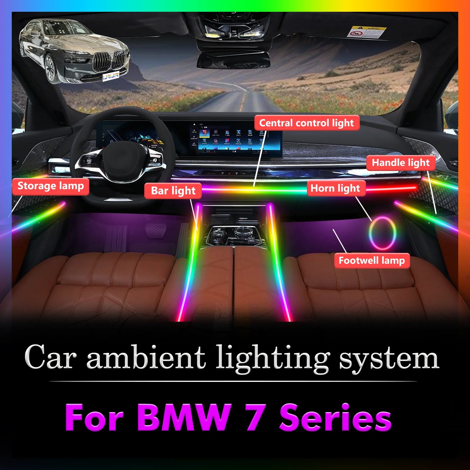 For BMW 7 Series Car Interior Mood Ambient Light RGB 64-Color LED Smart Remote Control Atmosphere Lamp Energy Saving Kit
For BMW 7 Series Car Interior Mood Ambient Light RGB 64-Color LED Smart Remote Control Atmosphere Lamp Energy Saving Kit