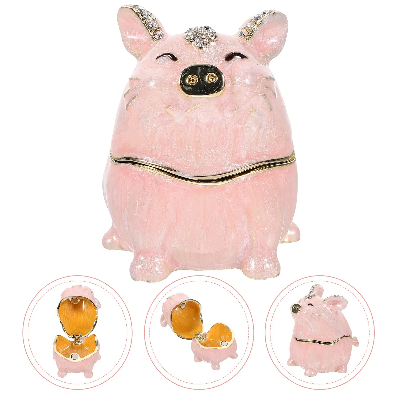 Милая шкатулка для украшений в виде свинки для женщин, изысканная подарочная упаковка, чехол для хранения, очаровательный настольный декор, аксессуар для колец, серег, ожерелий
Милая шкатулка для украшений в виде свинки для женщин, изысканная подарочная упаковка, чехол для хранения, очаровательный настольный декор, аксессуар для колец, серег, ожерелий