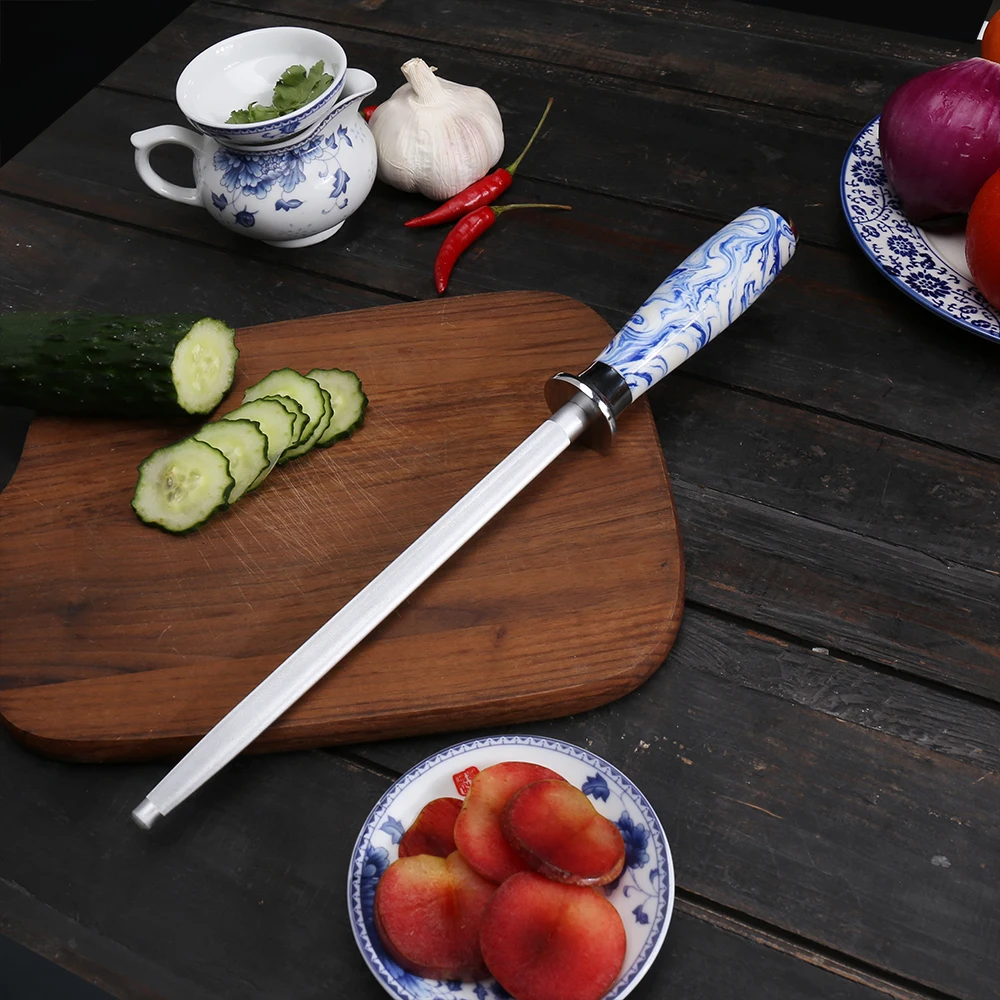 WILDMOK Professional High quality 8 " Sharpening Rod with Blue and White Ceramic Pattern Resin Handle
WILDMOK Professional High quality 8 " Sharpening Rod with Blue and White Ceramic Pattern Resin Handle