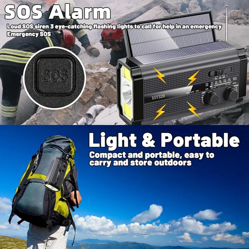 New Emergency Weather Radio Hand Crank Solar Radio Portable AM/FM/NOAA Radio with 5 Charging Modes Cell Phone Charger
New Emergency Weather Radio Hand Crank Solar Radio Portable AM/FM/NOAA Radio with 5 Charging Modes Cell Phone Charger