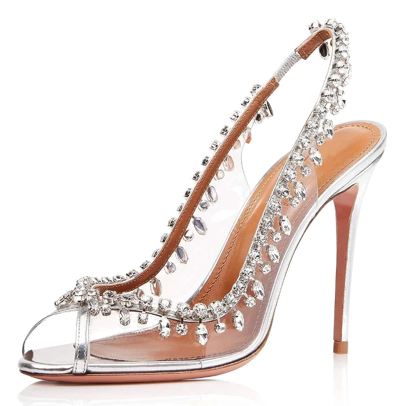 PVC Transparent Diamond Chain High Heels Sandals Women Fish Mouth Slingback Party Dress Shoes Female Fashion Sexy Designer Pumps
PVC Transparent Diamond Chain High Heels Sandals Women Fish Mouth Slingback Party Dress Shoes Female Fashion Sexy Designer Pumps