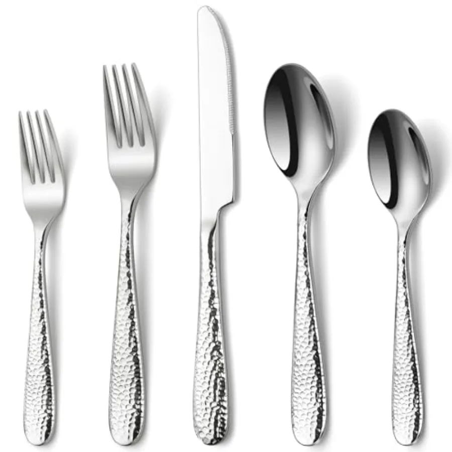 Hammered Silverware Set 30-Piece Heavy Duty Cutlery Set for 6 Stainless Steel Flatware Set Food-Grade Utensil Sets Includes Spo
Hammered Silverware Set 30-Piece Heavy Duty Cutlery Set for 6 Stainless Steel Flatware Set Food-Grade Utensil Sets Includes Spo