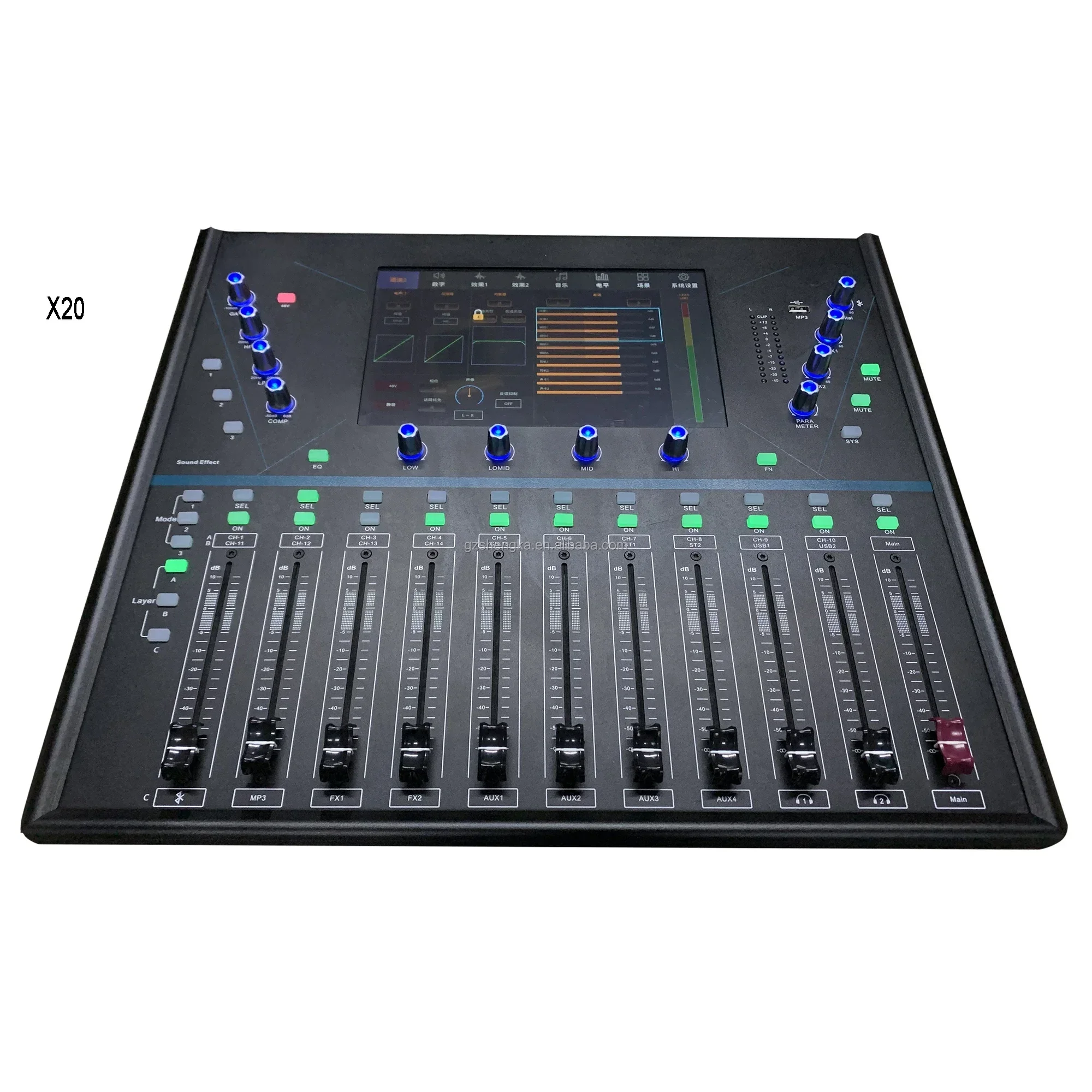 Professional Audio Digital Mixer Sound Console 20 Channels 10.1" High-Definition Capacitive Touch Display X20
Professional Audio Digital Mixer Sound Console 20 Channels 10.1" High-Definition Capacitive Touch Display X20