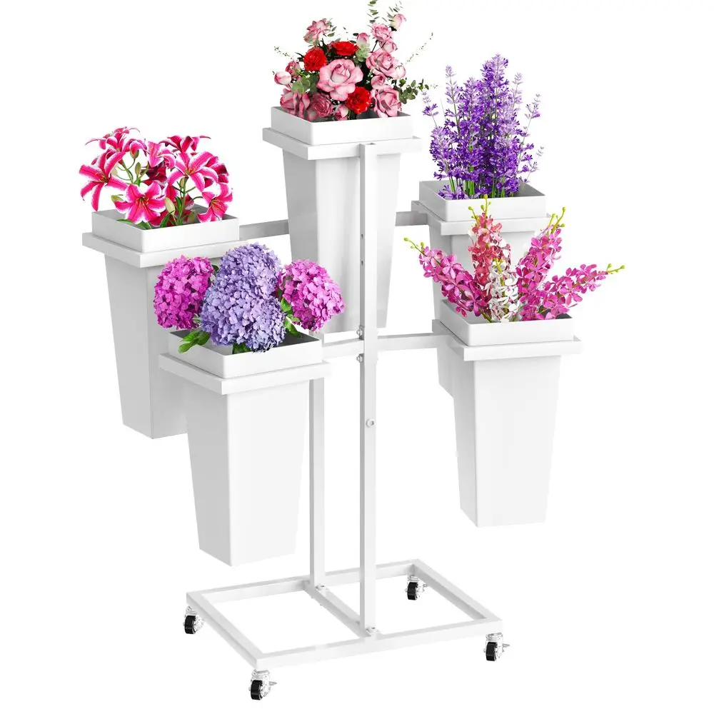 Flower Display Stand with Buckets Wedding Flower Cart with Wheels, White Flower Pot Stand, Moving Florist Bouquet Shelf for Wed
Flower Display Stand with Buckets Wedding Flower Cart with Wheels, White Flower Pot Stand, Moving Florist Bouquet Shelf for Wed