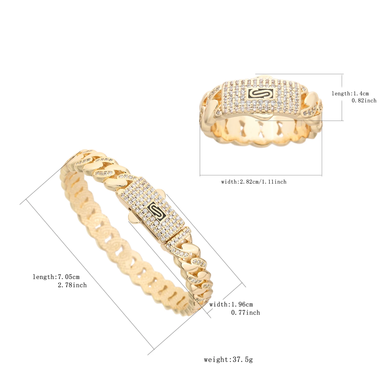 Women's Monaco Diamond Bracelet and Ring Set - 1.96" Width, 2.3" Length, Free Shipping
Women's Monaco Diamond Bracelet and Ring Set - 1.96" Width, 2.3" Length, Free Shipping