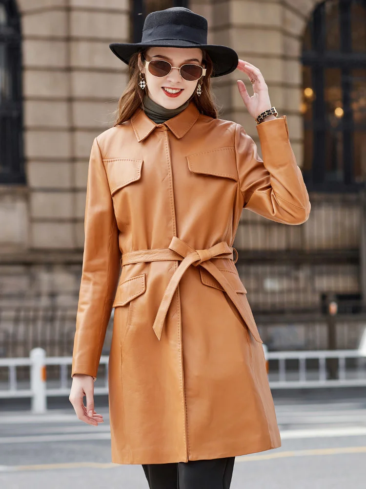 2023 Genuine Patty Classic Leather Windbreaker Women's Mid Length Autumn/winter Slim Fit Slim Sheepskin Leather Coat
2023 Genuine Patty Classic Leather Windbreaker Women's Mid Length Autumn/winter Slim Fit Slim Sheepskin Leather Coat