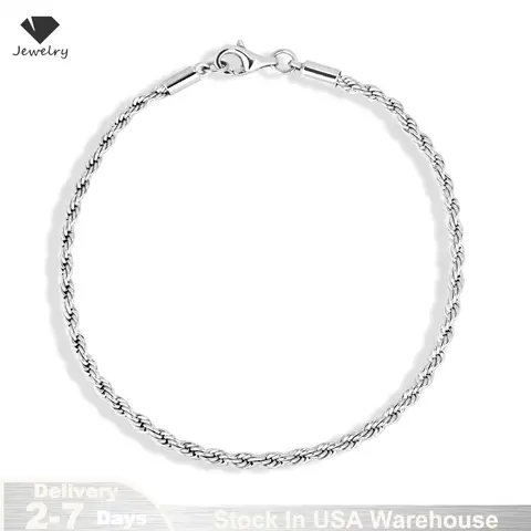 925 Sterling Silver Italian 1.5mm Cut Braided Rope Ankle Bracelets for Men Women Chain Bracelet Foot Accessorie Summer Beach USA