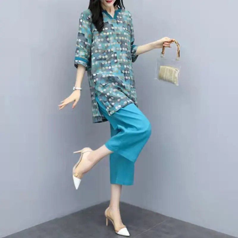 New Women's Summer Plus Size 2-Piece Pants Dot Top Wide Leg Pants Casual Fashion Suit Women's Travel Literature and Art Retro V2
New Women's Summer Plus Size 2-Piece Pants Dot Top Wide Leg Pants Casual Fashion Suit Women's Travel Literature and Art Retro V2