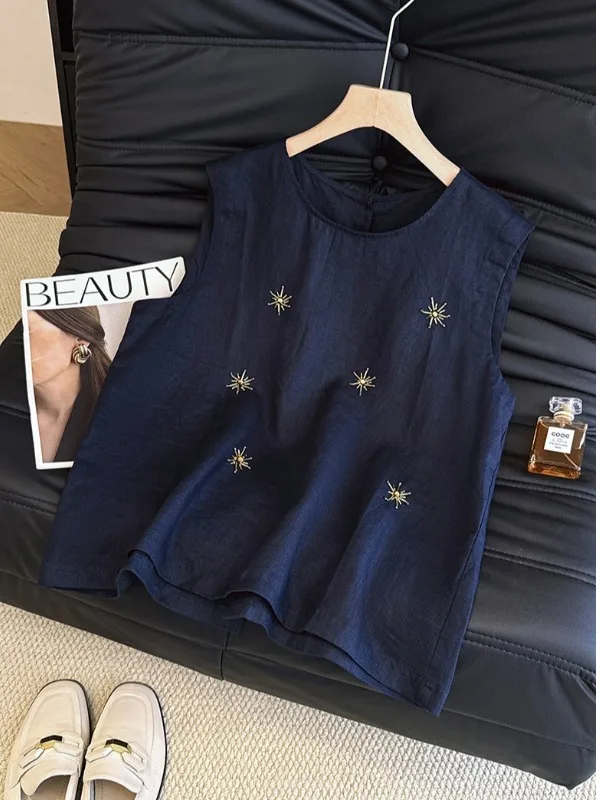 Korean Sle Summer Heavy Embellied Svel Linen T-irt Top Classy Commute Loose Fit round Ne Regular Length
Korean Sle Summer Heavy Embellied Svel Linen T-irt Top Classy Commute Loose Fit round Ne Regular Length